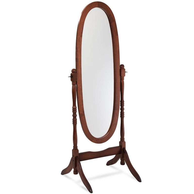 Swivel Full Length Ovel Floor Mirror Wooden Cheval Free Standing Dressing