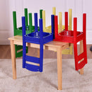 Kids 5 Piece Table Chair Set Pine Wood Multicolor Children Play Room Furniture
