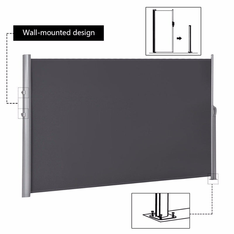 118.5"x 63" H Patio Retractable Folding Side Awning Screen Privacy Divider
