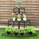 3 Tier Floral Corner Plant Stand Metal Flower Pot Rack Stair Display Ladder