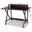 Giantex Gaming Desk All-In-One Professional Gamer Desk Cup Headphone Holder Power Strip Commercial Furniture HW58800