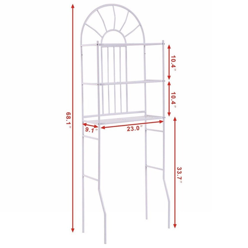 3 Shelf Over The Toilet Bathroom Cabinet Space Saver Towel Storage Rack Organizer White Modern Bathroom Organizer HW54182