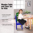Kids 5 Piece Table Chair Set Pine Wood Multicolor Children Play Room Furniture