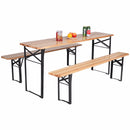 3 PCS Outdoor Wood Picnic Table Beer Bench Dining Set Folding Wooden Top Patio