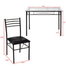 5PC Dining Set Modern Dining Room Tempered Glass Top Table & 4 Upholstered Dining Chairs Kitchen Furniture HW61400