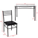 5PC Dining Set Modern Dining Room Tempered Glass Top Table & 4 Dining Chairs