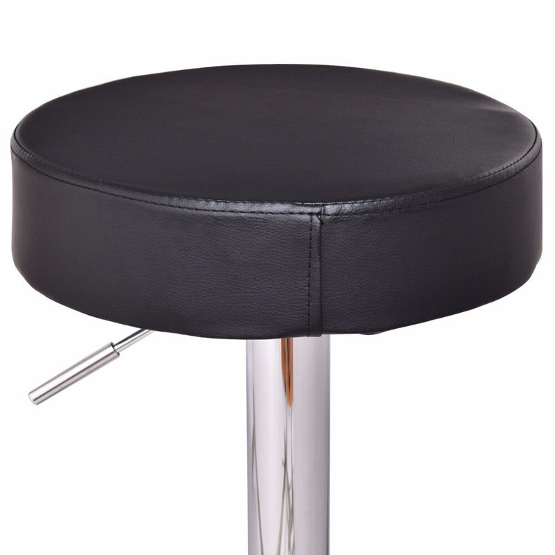 Goplus Set of 2 Round Leather Bart Stools Modern Seat Chrome Leg Adjustable Hydraulic Swivel Bar Stool Black White HW55666