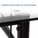 5PC Dining Set Modern Dining Room Tempered Glass Top Table & 4 Upholstered Dining Chairs Kitchen Furniture HW61400