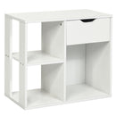 3-tier Side Table W/Storage Shelf&Drawer Space-saving End Table Nightstand White