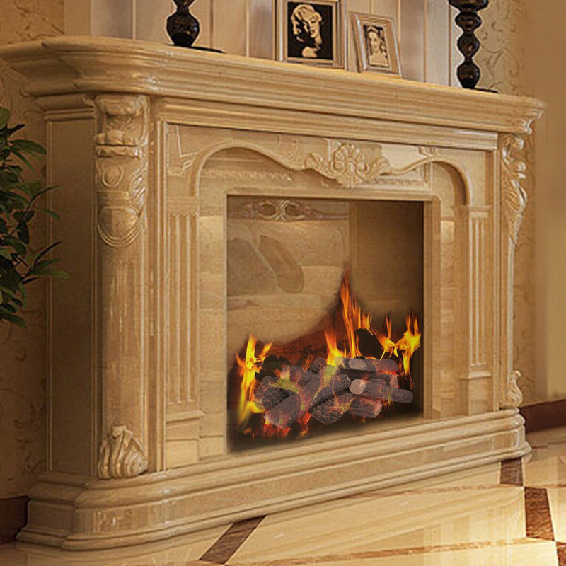 9PCS Ceramic Wood Gas Log Set Fireplace Imitation Wood Propane Firepit Logs