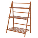 Costway 3 Tier Outdoor Bamboo Flower Pot Shelf Stand Folding Display Rack Garden Yard