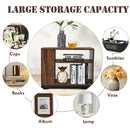 3-tier Side Table W/Storage Shelf W/Wheels Space-saving Industrial Nightstand