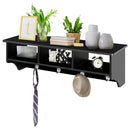 Wall Mount Coat Rack Storage Shelf Cubby Organizer Hooks Entryway Hallway Black