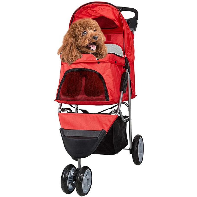 3-Wheels Elite Jogger Pet Stroller Kitten/Puppy Easy Walk Folding Travel Carrier