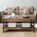 Coffee Table Rustic Accent Table Storage Shelf Living Room Furniture