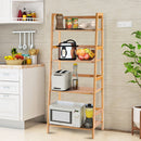 Multifunctional 4 Shelf Bamboo Bookcase Ladder Plant Flower Stand Rack Storage
