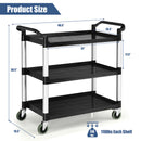 Costway 3-Shelf Utility Service Cart Aluminum Frame 330lbs Capacity w/ Casters