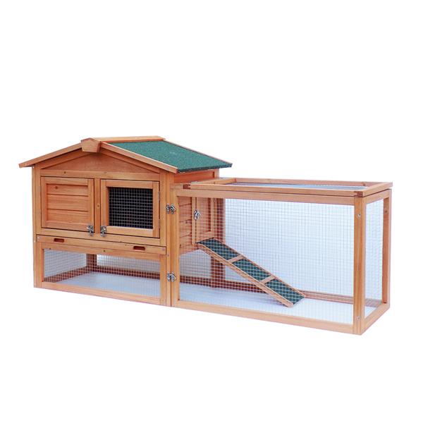 61" Waterproof Two-tier Wooden Easy assembly Rabbit Hutch Cage Chicken Coop