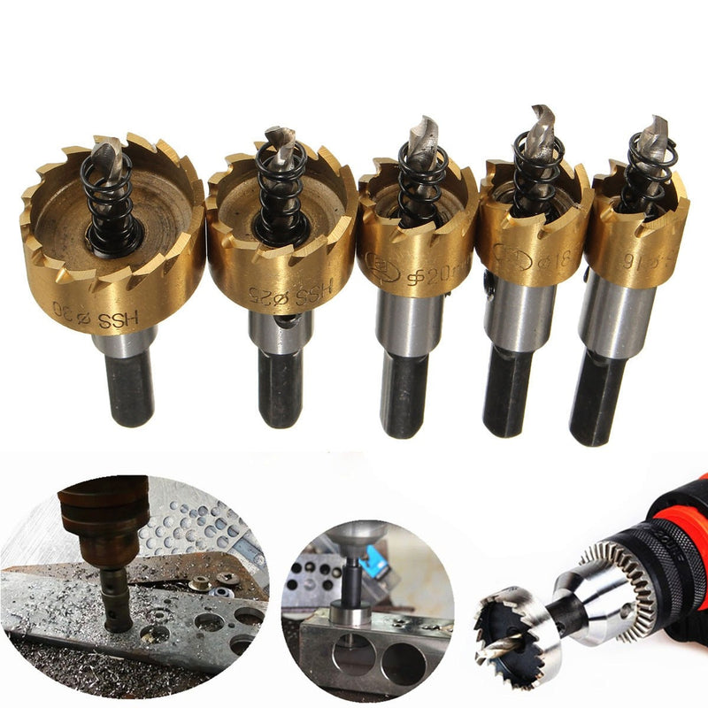 5PC Hole Saw Kit HSS Steel Drill Bit Hole Saw Set Cutter Tool For Wood Metal Alloy 16 18.5 20 25 30mm