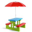 Seat Kids Picnic Table w/Umbrella Garden Yard Folding Children Bench Outdoor