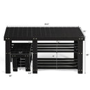 Bamboo Shoe Rack Bench with Stool Entryway 3 Tier Storage Organizer Black