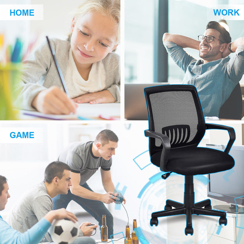 Modern Ergonomic Mid-back Mesh Computer Office Chair Desk Task Task Swivel Black HW56364