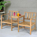 3PCS Patio Table Chairs Set Solid Wood Thick cushion Sectional Garden Furniture