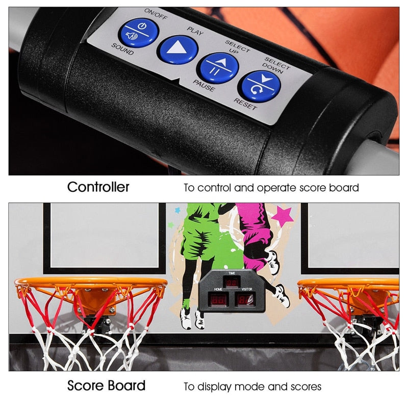Indoor Double shot Electronic Basketball Game 4 Free Balls 8  Options Foldable