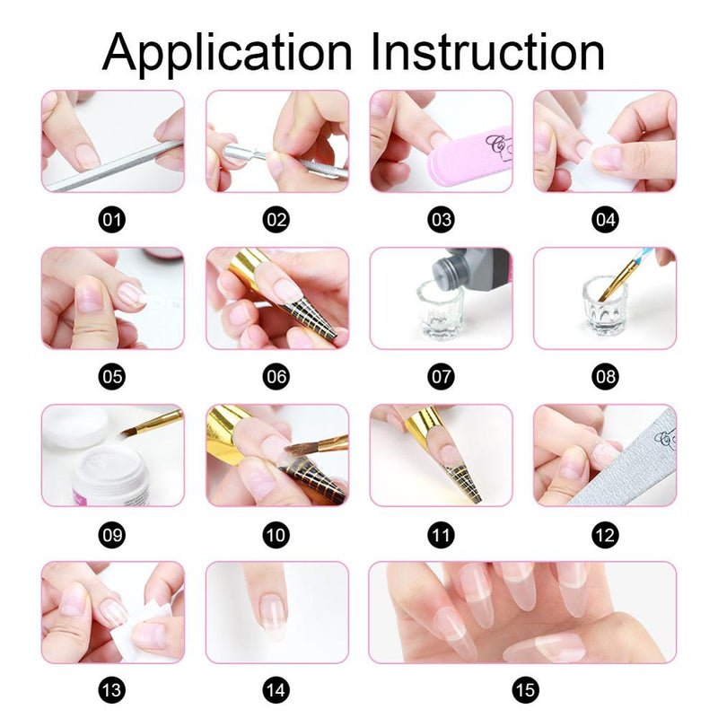 Full Acrylic Powder Nail Art Tool Starter Kit/Set Nail Tips Brush File Form DIY Kit For Beginners Nail Glitter Powder Manicure