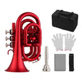 Muslady Mini Pocket Trumpet Bb Flat Brass Wind Instrument with Mouthpiece Gloves Carrying Case trompete trompeta profesional