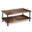 Coffee Table Rustic Accent Table Storage Shelf Living Room Furniture