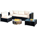 5PCS Patio Rattan Furniture Set Cushioned Sofa Chair Coffee Table