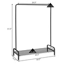 Garment Rack Heavy Duty Floor Cloth Rack w/ Shoe Storage Shelf