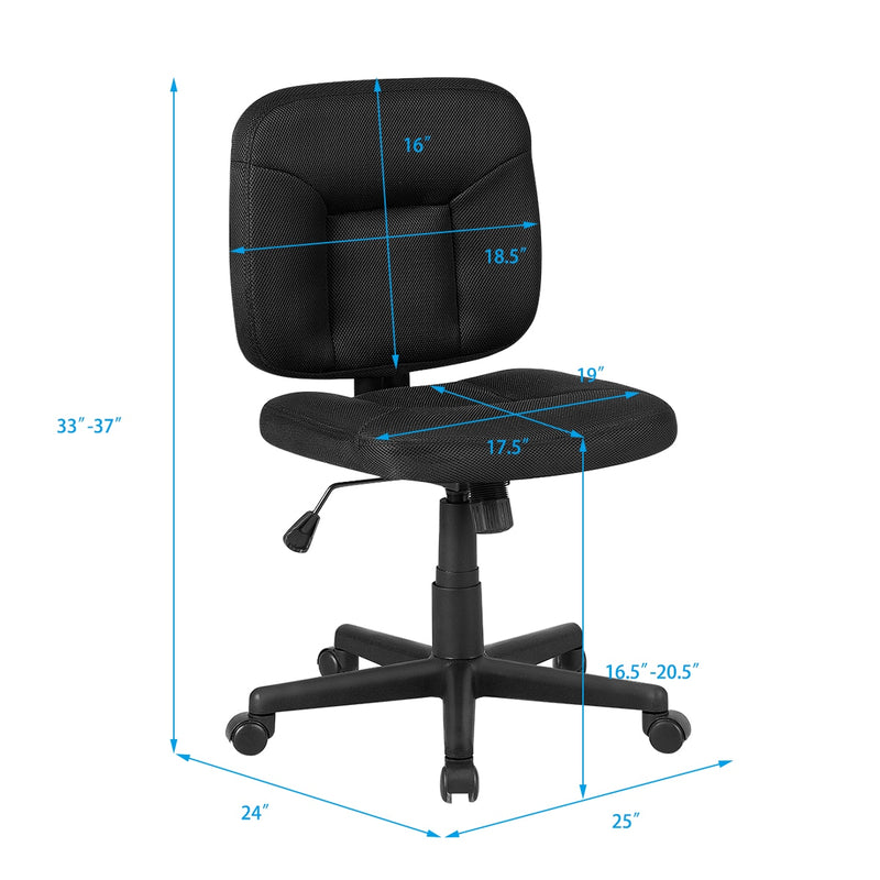 Mesh Computer Chair Low Back Adjustable Task  Armless Chair
