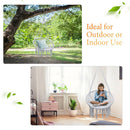 Hanging Hammock Chair Macrame Swing Handwoven Cotton Backrest Garden Grey