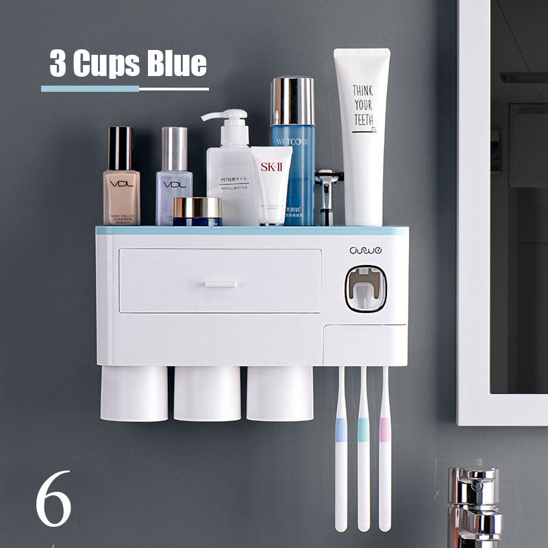 Magnetic Cup Wall Mount Toiletries Storage Rack New Toothbrush Holder Automatic