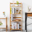 Multifunctional 4 Shelf Bamboo Bookcase Ladder Plant Flower Stand Rack Storage