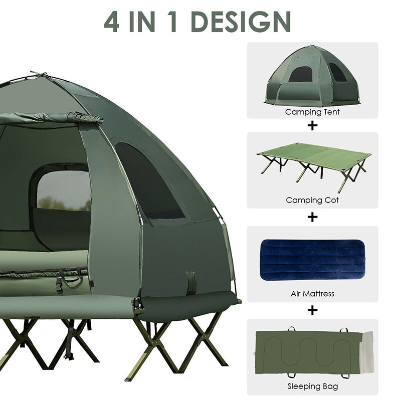 GO PLUS 2-Person Compact Portable Pop-Up Tent Air Mattress and Sleeping Bag OP3930