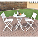 3 PCS Folding Bistro Table Chairs Set Garden Backyard Patio Furniture White