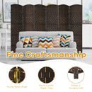 6-Panel Room Divider 6.5Ft Weave Fiber Folding Privacy Screen Black HW67707