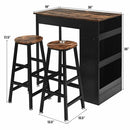 3 Pieces Bar Table Set Industrial Counter Height Dining Table Set with Storage