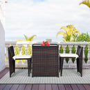 3PCS Outdoor Patio Rattan Furniture Set Space Saving Garden Deck W/Cushion