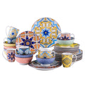 VANCASSO 16/32/48-Piece Jasmin Pattern Porcelain Tableware Dinnerware Dinner Set with Dinner Plate,Dessert Plate,Bowl,Mug Set