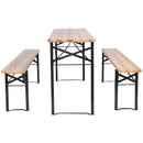 3 PCS Beer Table Bench Set Folding Wooden Top Picnic Table Patio Garden