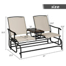 2 Person Outdoor Patio Double Glider Chair Loveseat Rocking with Center Table