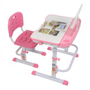 Kid Study Desk  Lifting Table Can Tilt Table And Chair Pink With Reading Stand