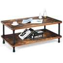 Coffee Table Rustic Accent Table Storage Shelf Living Room Furniture