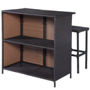 3PCS Rattan Wicker Bar Set Patio Outdoor Table & 2 Stools Furniture Brown