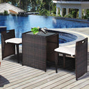 3PCS Outdoor Patio Rattan Furniture Set Space Saving Garden Deck W/Cushion