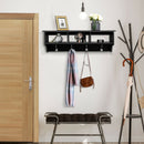 Wall Mount Coat Rack Storage Shelf Cubby Organizer Hooks Entryway Hallway Black